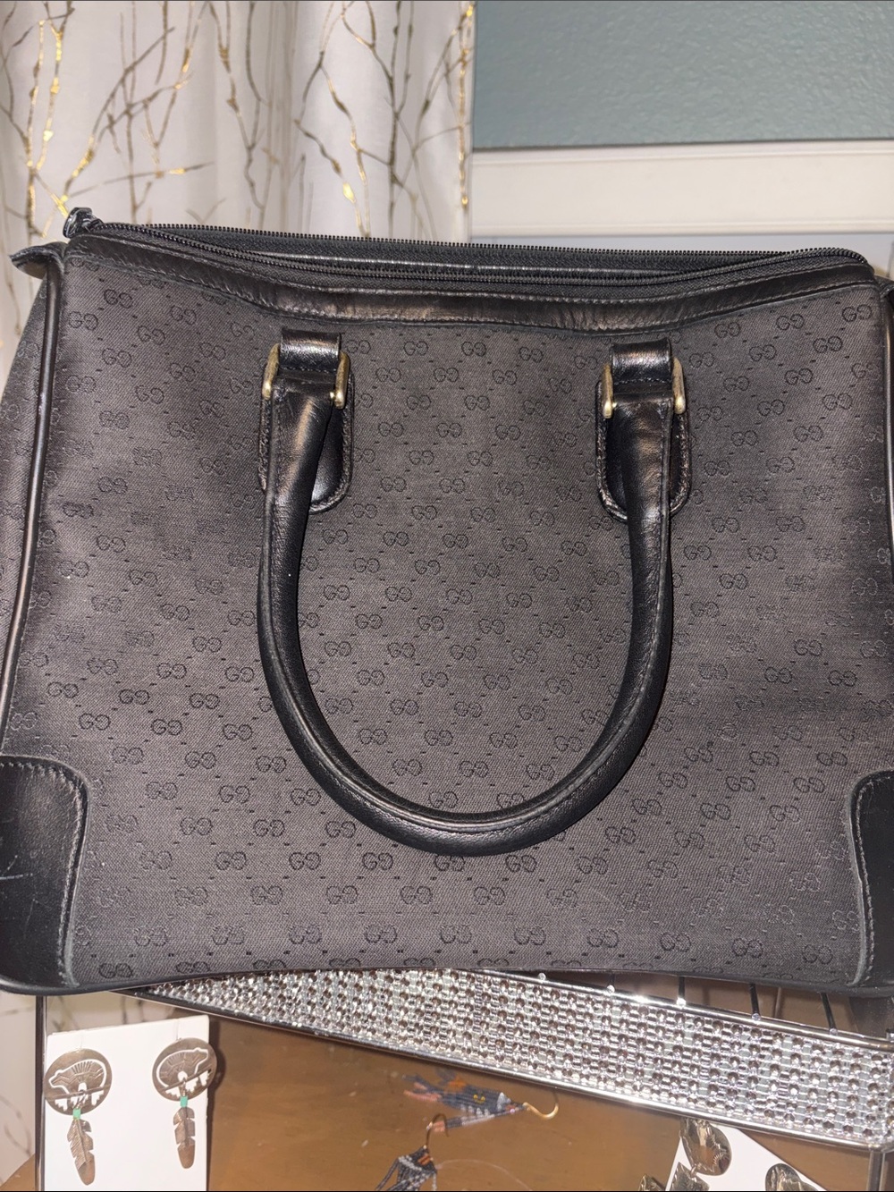 Gucci Black Monogram Canvas vintage purse